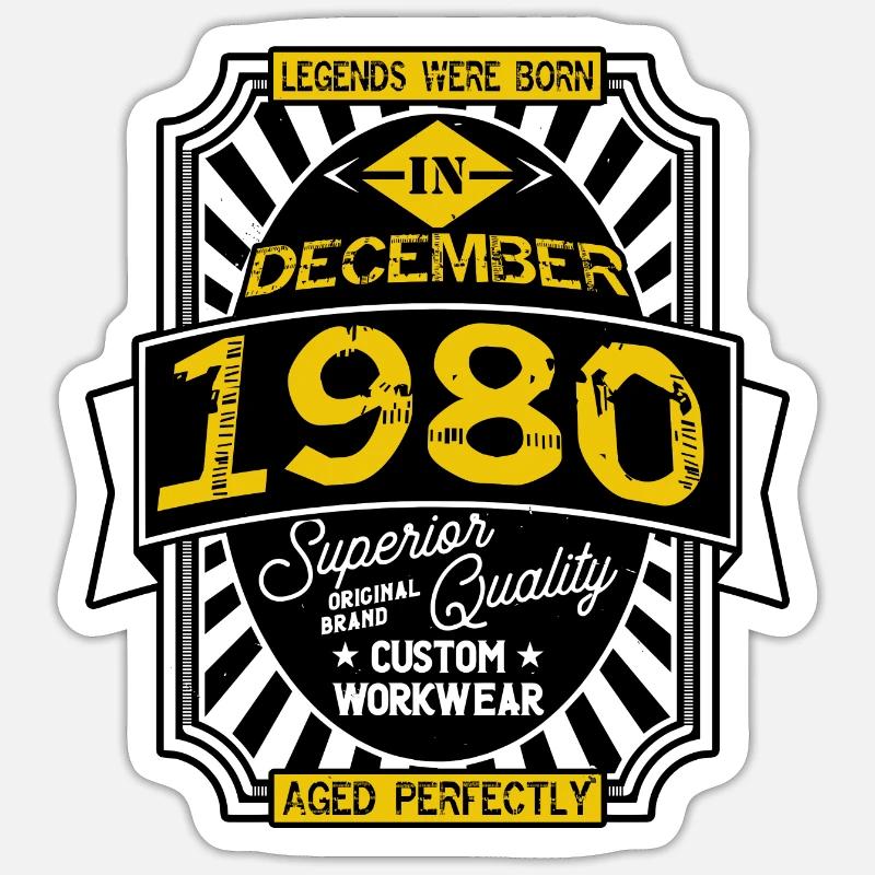 1980 DECEMBER - Sticker taille S (10 x 10 cm) - blanc mat