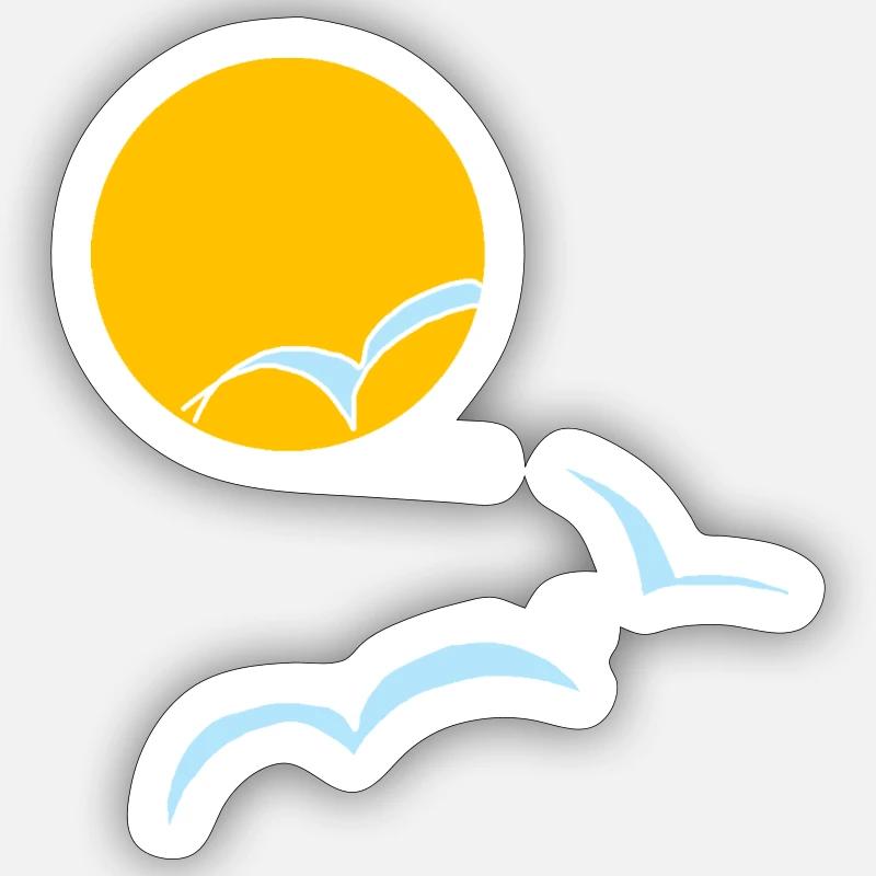 Sonne Möwen 02 - Sticker Größe S (10 x 10 cm) - Mattweiß