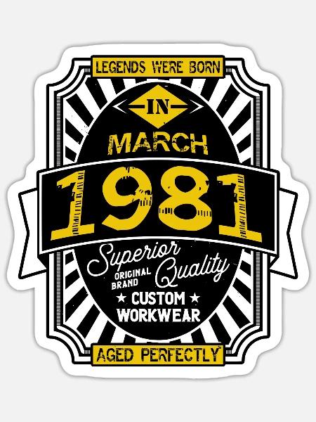 1981 MÄRZ - Sticker Größe S (10 x 10 cm) - Mattweiß