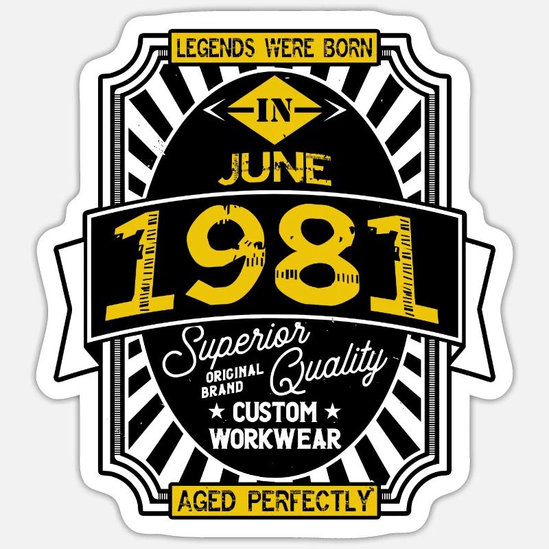 1981 JUNE - Sticker taille S (10 x 10 cm) - blanc mat