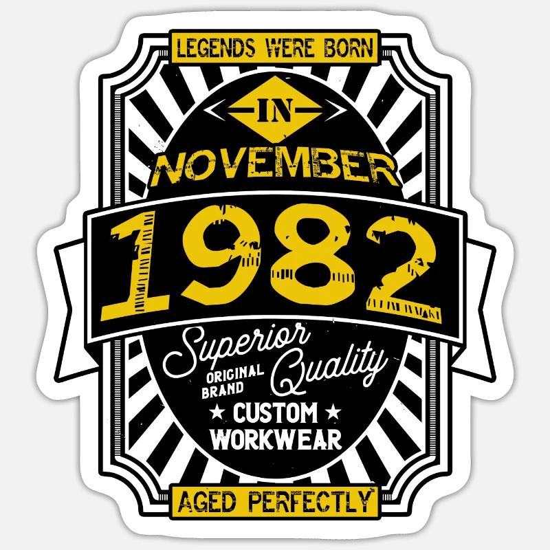 1982 NOVEMBER - Sticker taille S (10 x 10 cm) - blanc mat