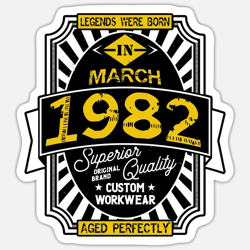 1982 MÄRZ - Sticker Größe S (10 x 10 cm) - Mattweiß