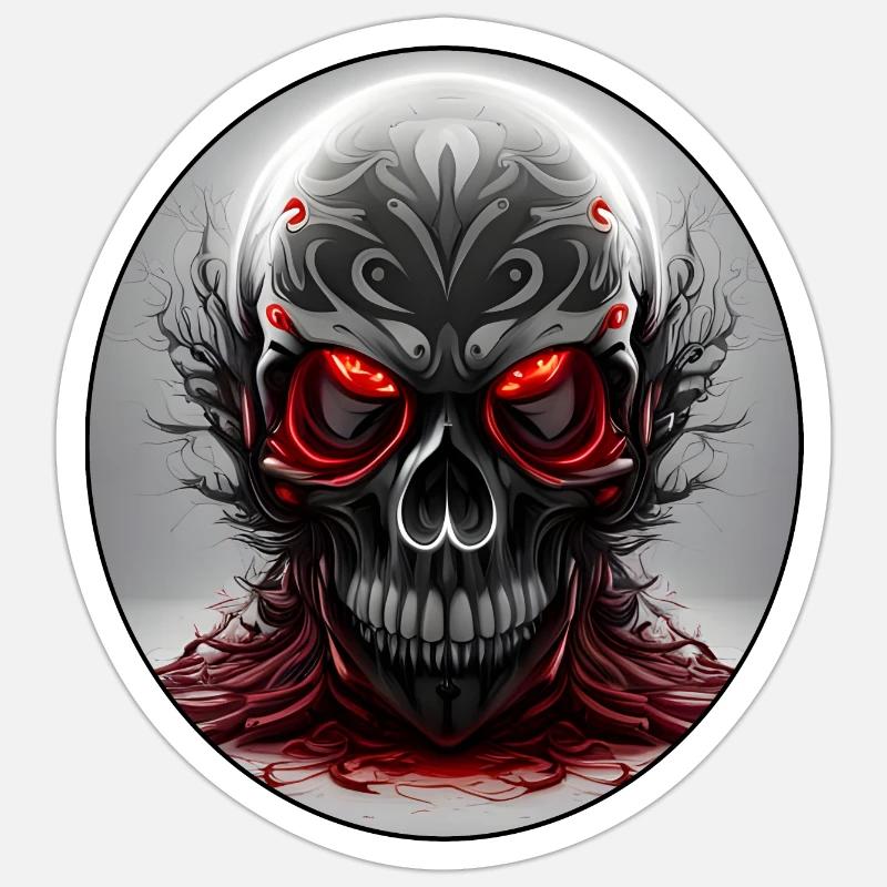 Darkside Design - Schädel Kunst 2 - Sticker Größe S (10 x 10 cm) - Mattweiß