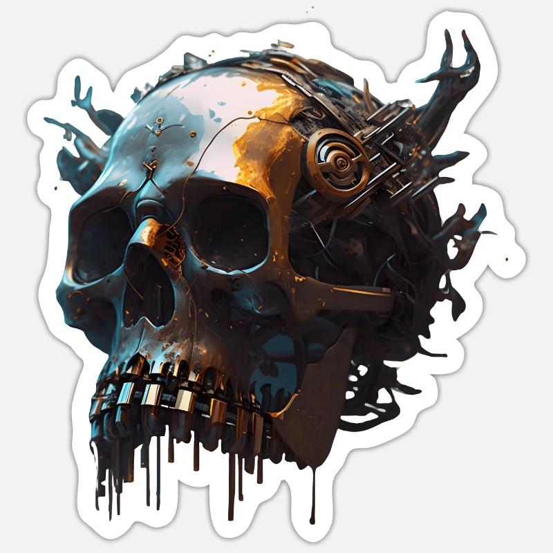 Ein Roboter-Piratenschädel Sticker Größe S (10 x 10 cm)