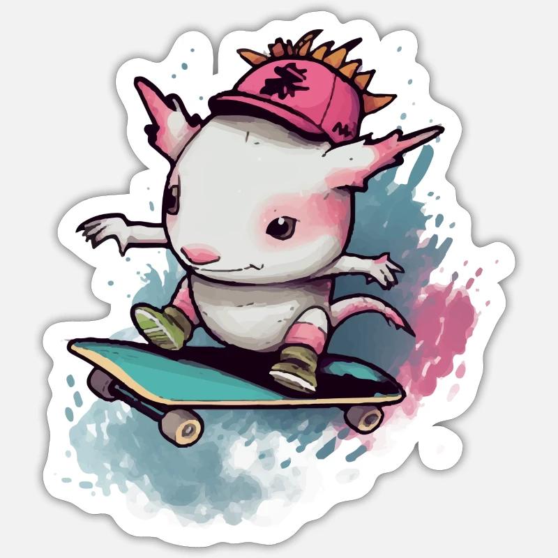 Koki the axolotl - Sticker size S (10 x 10 cm) - white matte