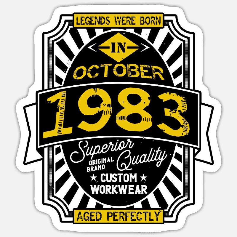 1983 OCTOBER - Sticker taille S (10 x 10 cm) - blanc mat