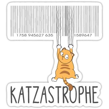 Katzastrophe versus Katastrophe - EAN Code - Sticker Größe S (10 x 10 cm) - Mattweiß - Vorne