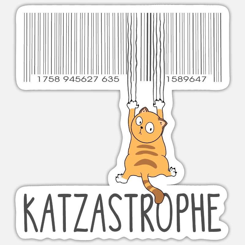 Katzastrophe versus Katastrophe - EAN Code Sticker Größe S (10 x 10 cm)