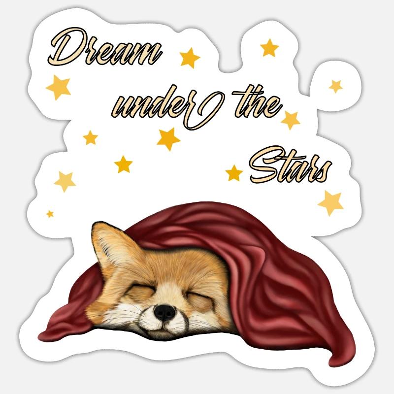 Fuchs rêve sous les étoiles - Sticker taille S (10 x 10 cm) - blanc mat