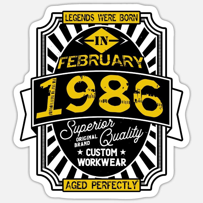 1986 FEBRUAR Sticker Größe S (10 x 10 cm)