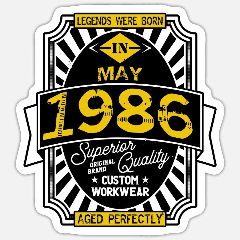 1986 MAY - Sticker taille S (10 x 10 cm) - blanc mat