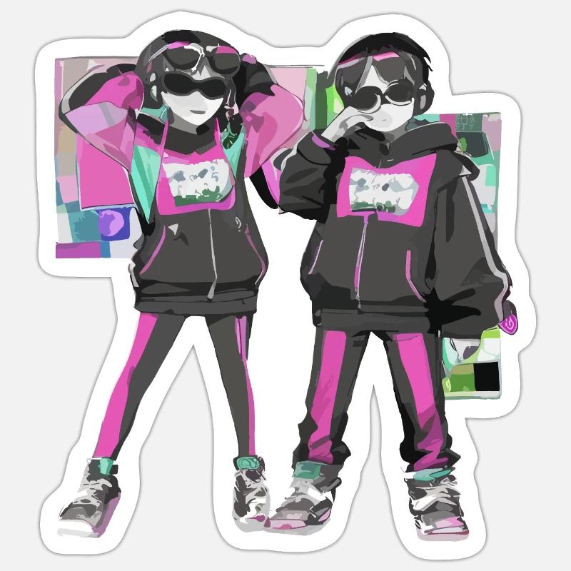 Junge Madchen Sticker Größe S (10 x 10 cm)