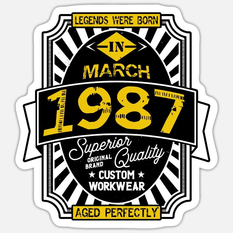 1987 MARCH - Sticker taille S (10 x 10 cm) - blanc mat