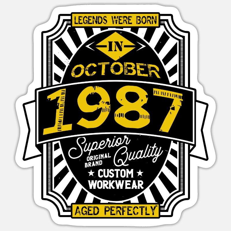 1987 OCTOBER - Sticker taille S (10 x 10 cm) - blanc mat