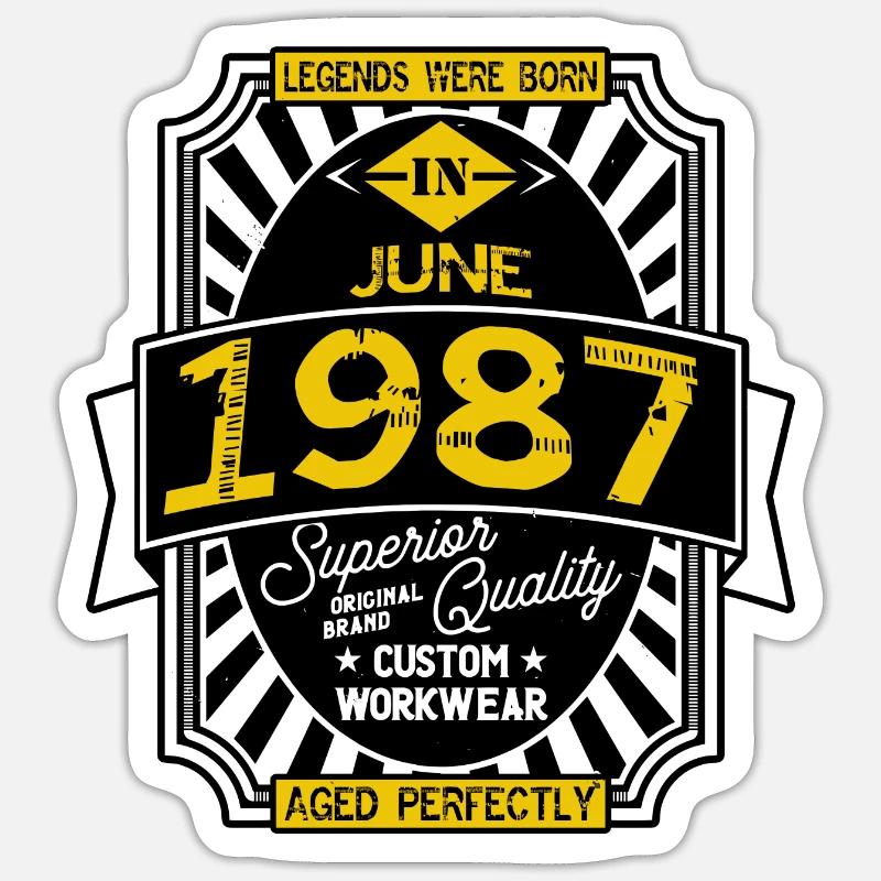 1987 JUNE - Sticker taille S (10 x 10 cm) - blanc mat