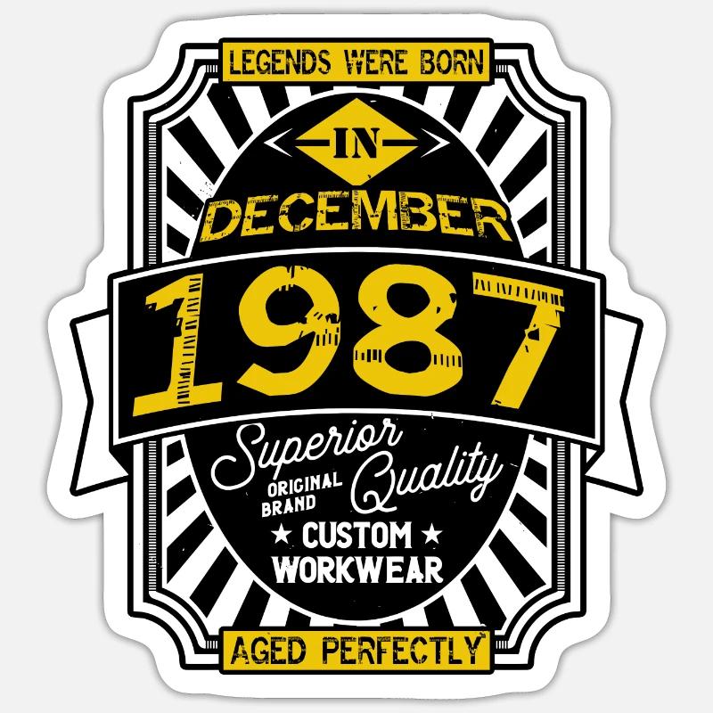 1987 DEZEMBER Sticker Größe S (10 x 10 cm)