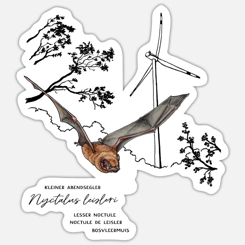 Lesser noctule - Sticker size S (10 x 10 cm) - white matte