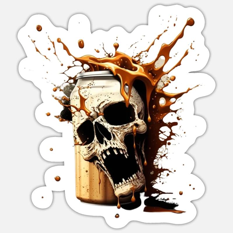Totenkopf Bier Explosion - Sticker Größe S (10 x 10 cm) - Mattweiß