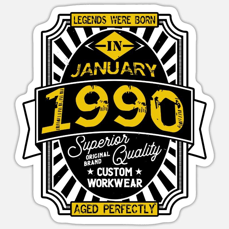 1990 JANUARY - Sticker taille S (10 x 10 cm) - blanc mat
