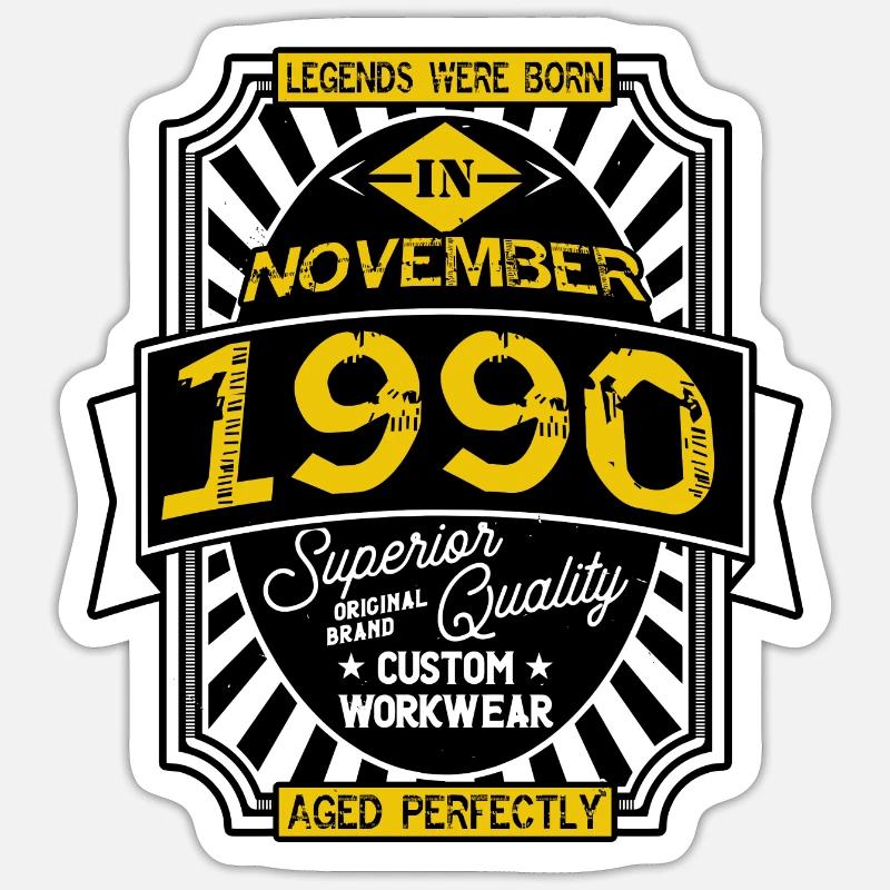 1990 NOVEMBER - Sticker taille S (10 x 10 cm) - blanc mat