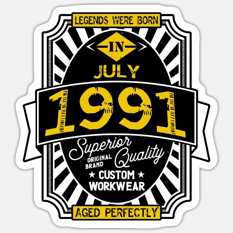 1991 JULI - Sticker Größe S (10 x 10 cm) - Mattweiß