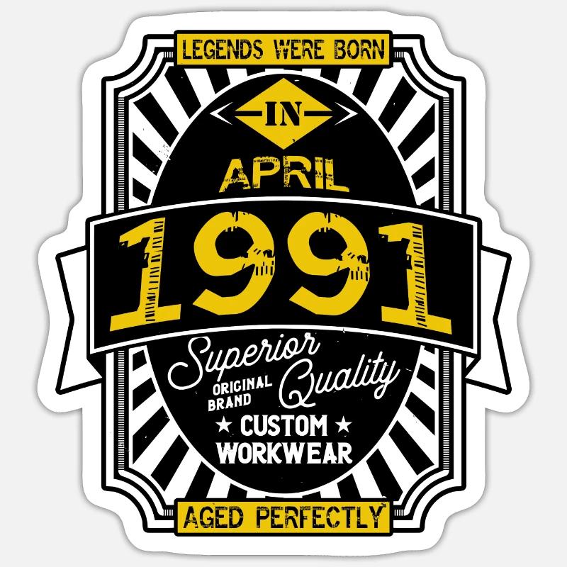 1991 APRIL - Sticker taille S (10 x 10 cm) - blanc mat