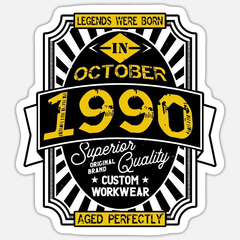 1990 OCTOBER - Sticker taille S (10 x 10 cm) - blanc mat