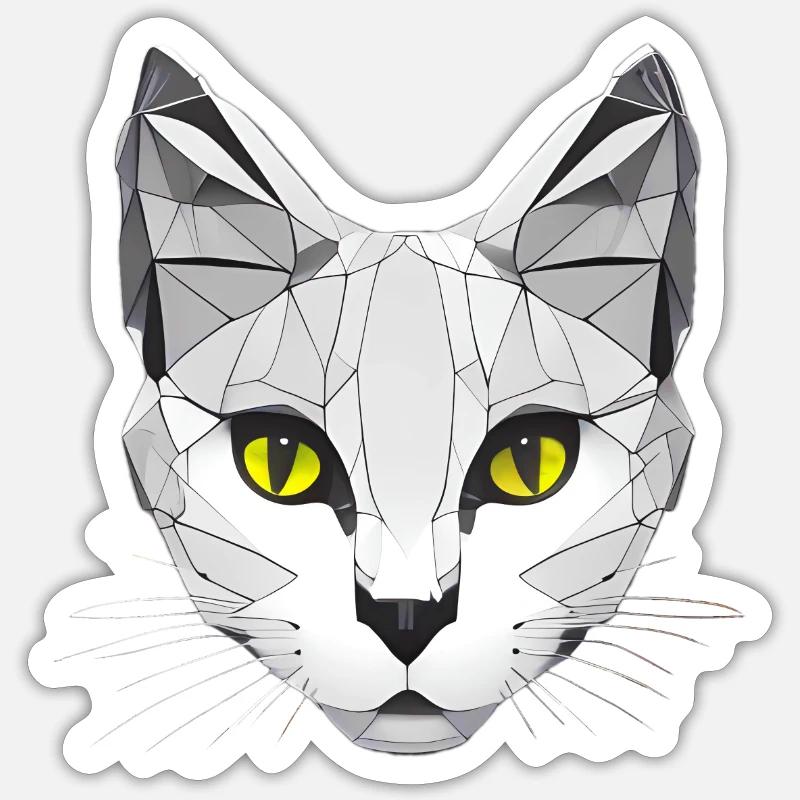 Cat Graphic Low Poly - Sticker size S (10 x 10 cm) - white matte