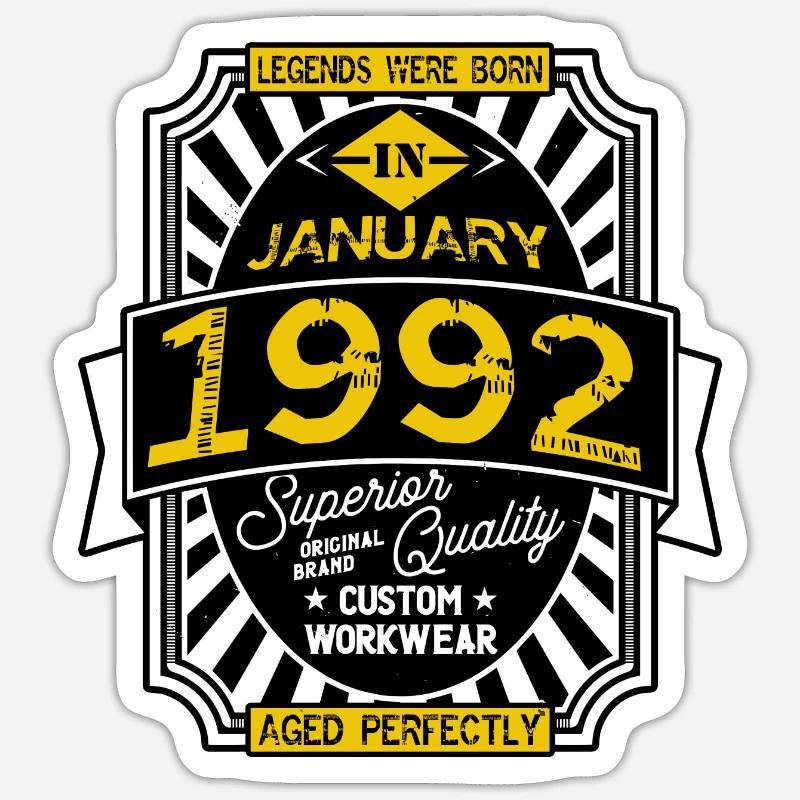 1992 JANUARY - Sticker taille S (10 x 10 cm) - blanc mat