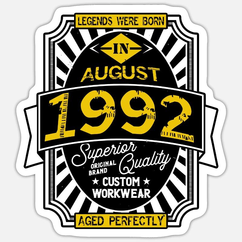 AUGUST 1992 - Sticker Größe S (10 x 10 cm) - Mattweiß
