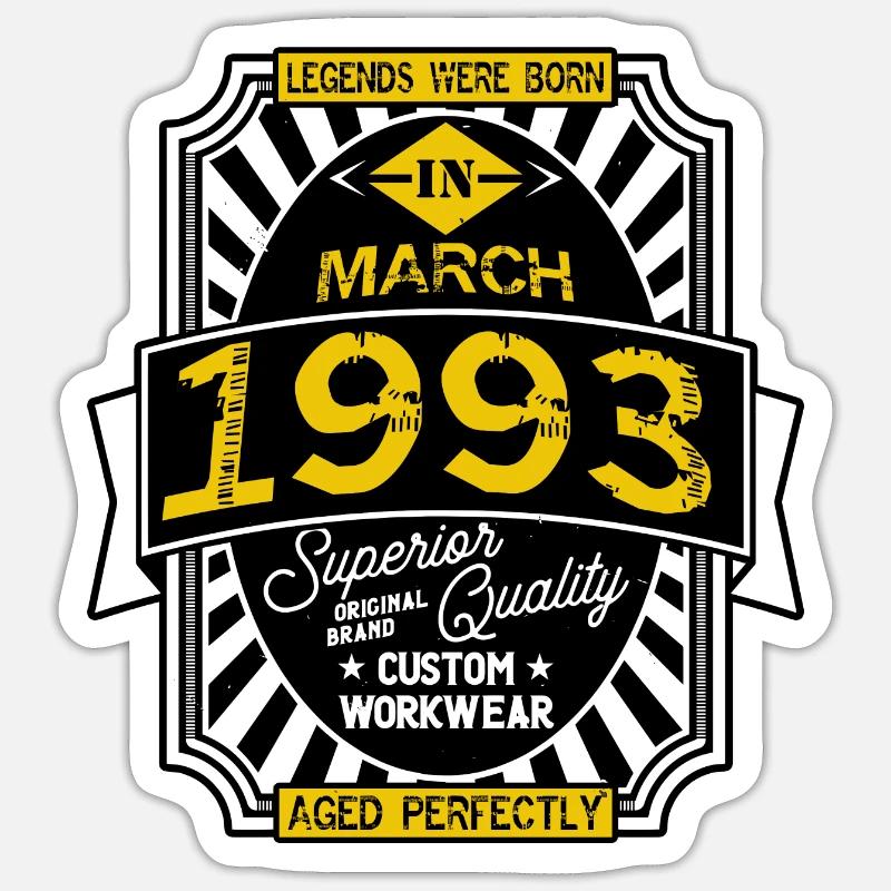 1993 MARCH - Sticker size S (10 x 10 cm) - white matte