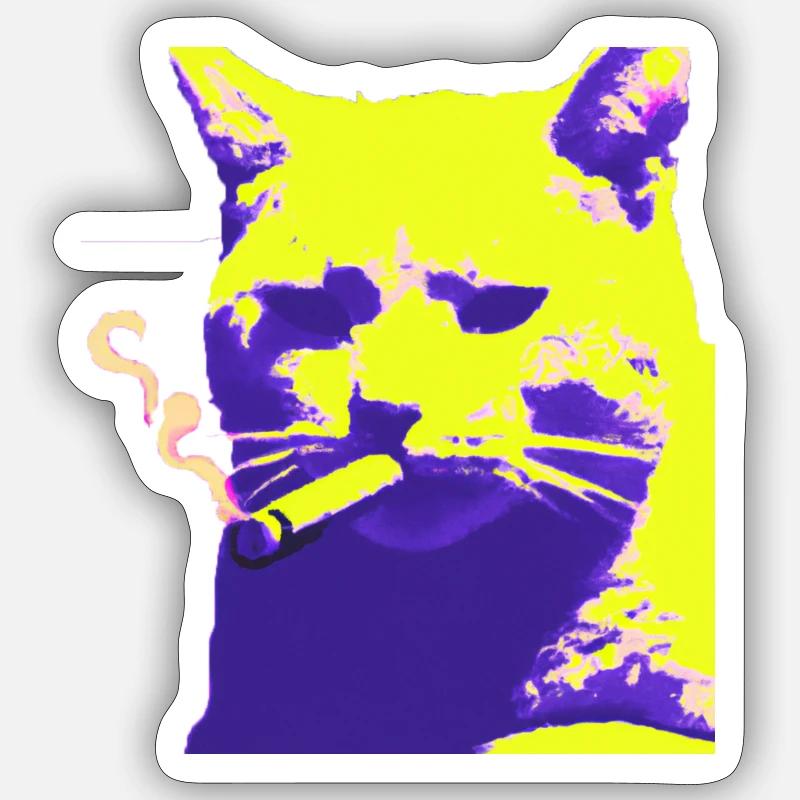 Fumer pour chat - Sticker taille S (10 x 10 cm) - blanc mat