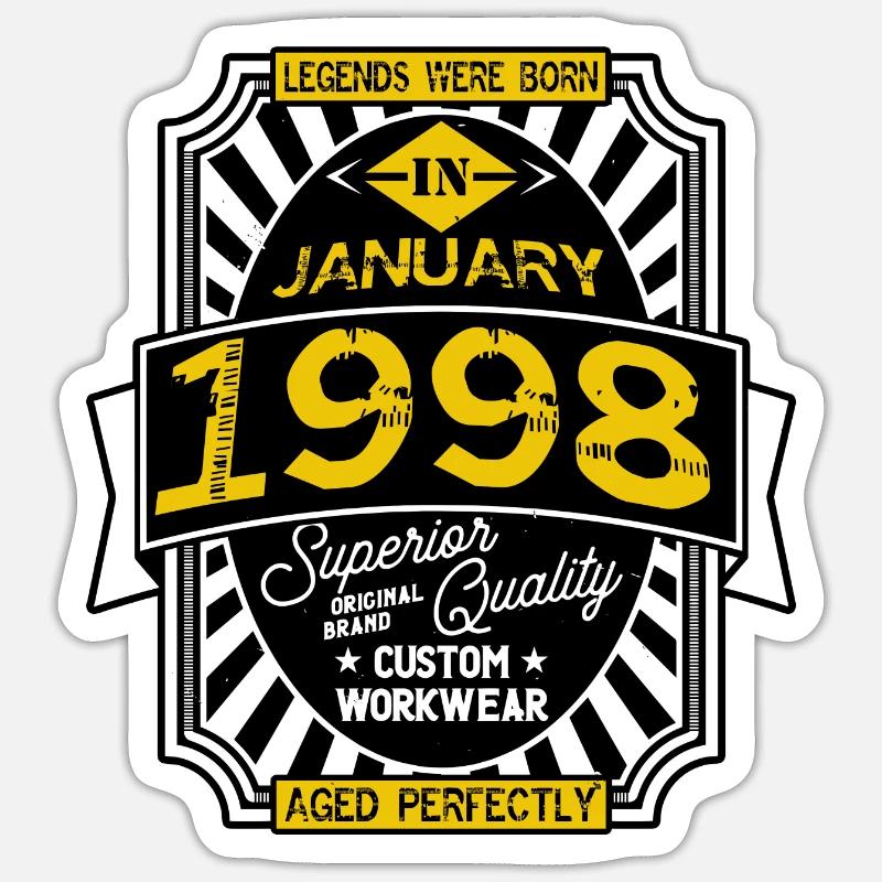 1998 JANUARY - Sticker taille S (10 x 10 cm) - blanc mat