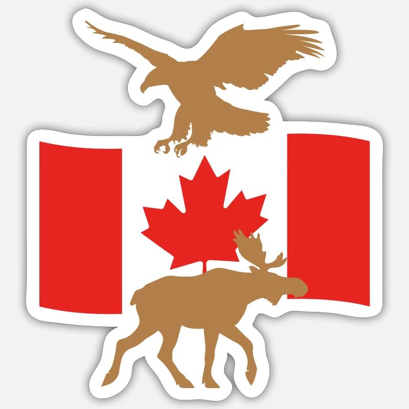 Aigle wapiti drapeau du Canada Sticker taille S (10 x 10 cm)