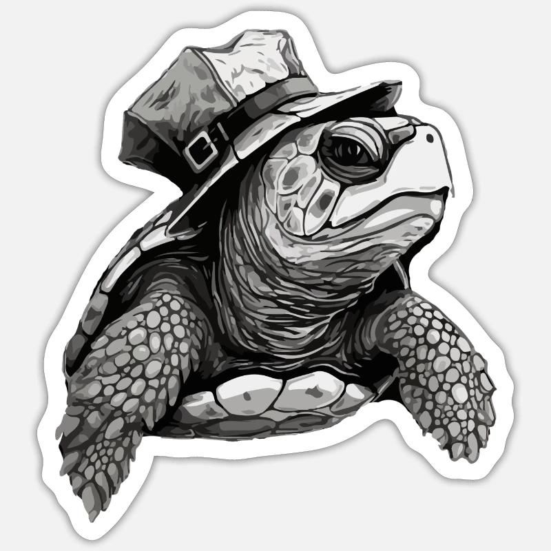 Captain Turtle - Sticker size S (10 x 10 cm) - white matte