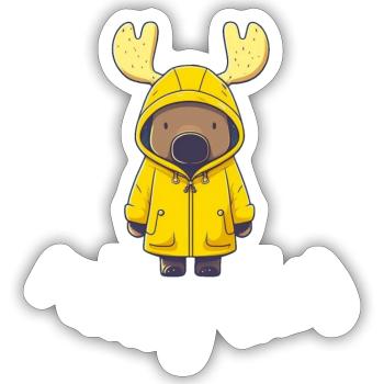 T-shirt pour enfants mignon Moose Cartoon Style - Sticker taille S (10 x 10 cm) - blanc mat - Devant