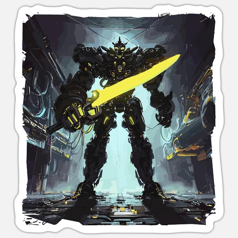 Futuristic Cyberpunk Mech Warrior Sci Fi Robot Sticker size S (10 x 10 cm)