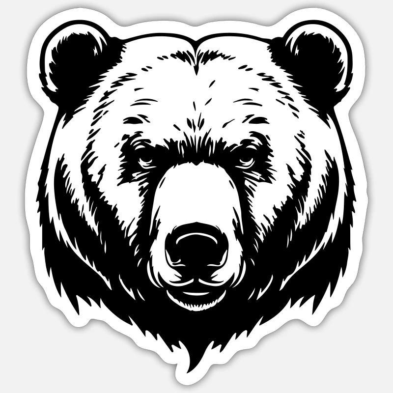 Tête de grizzli d’ours - Sticker taille S (10 x 10 cm) - blanc mat