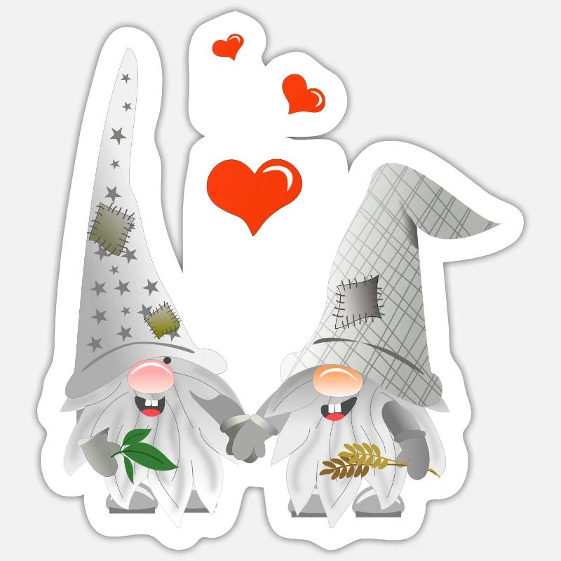two grey dwarfs - Sticker size S (10 x 10 cm) - white matte