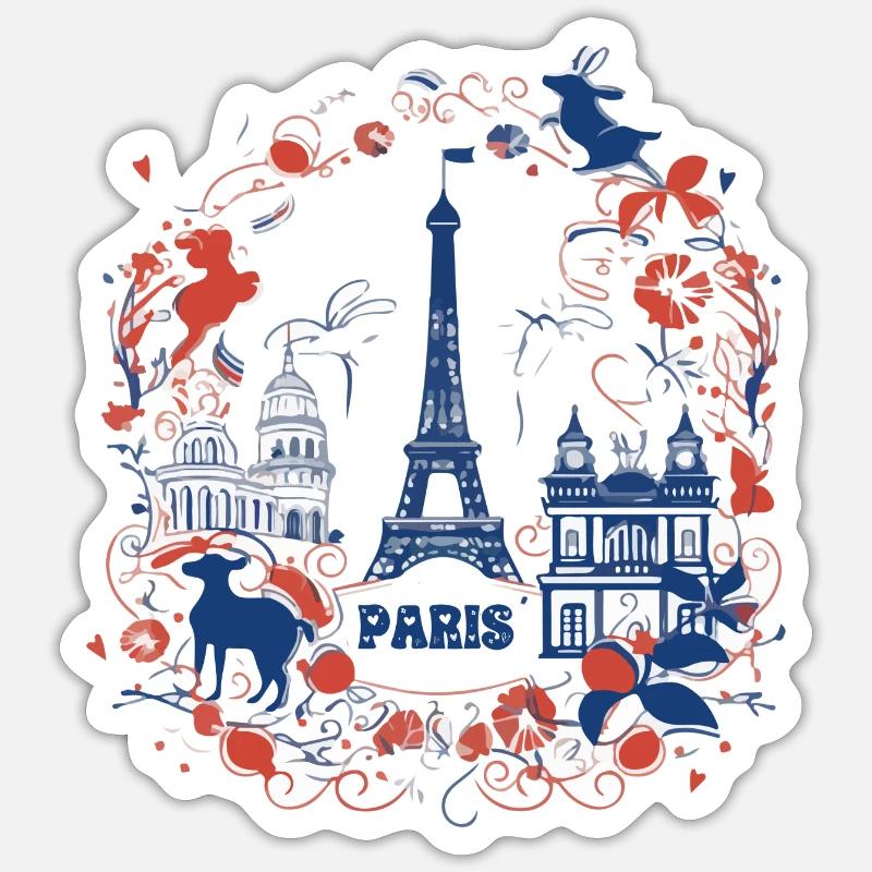 PARIS capitale - Sticker taille S (10 x 10 cm) - blanc mat