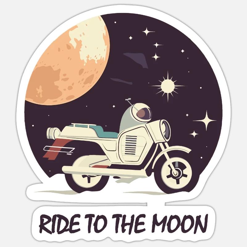 Chevauchée sur la Lune - Sticker taille S (10 x 10 cm) - blanc mat