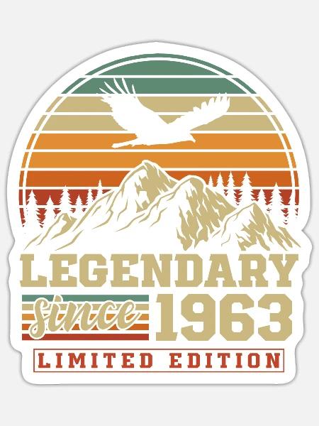 Legendär seit 1963 Jahrgang Vintage Geburtstag - Sticker Größe S (10 x 10 cm) - Mattweiß