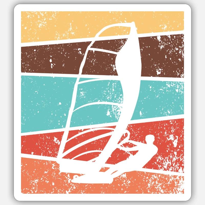 Windsurfing Windsurfer Surfing Retro - Sticker size S (10 x 10 cm) - white matte