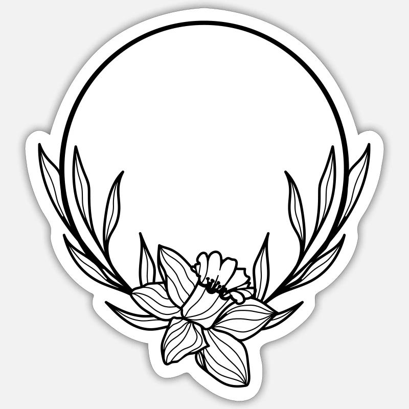 Willow leaf Boho Floral Wreath 4 - Sticker Größe S (10 x 10 cm) - Mattweiß