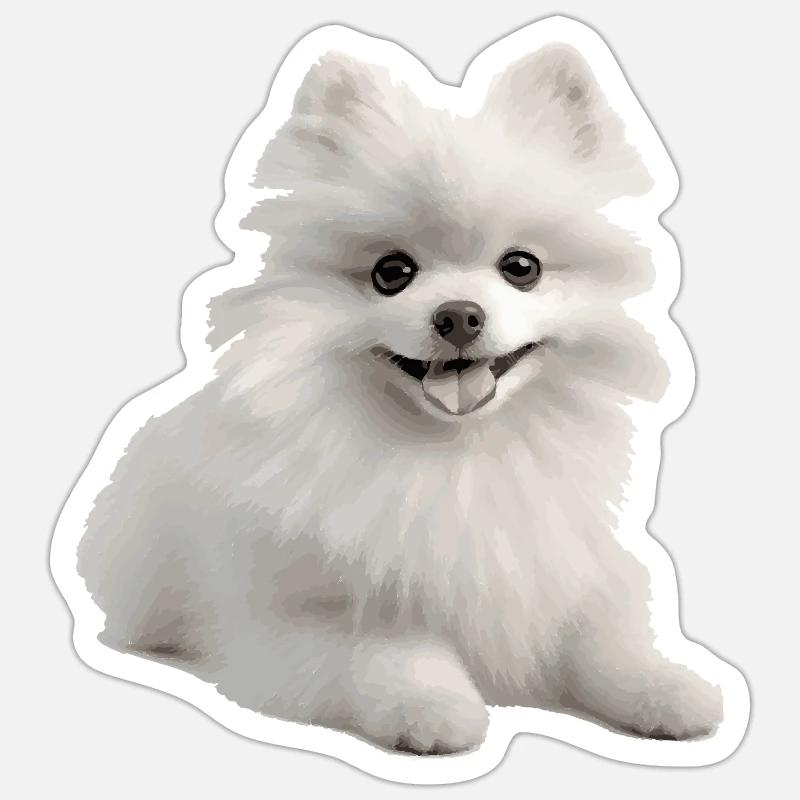 Cadeau de Poméranie Blanche - Sticker taille S (10 x 10 cm) - blanc mat