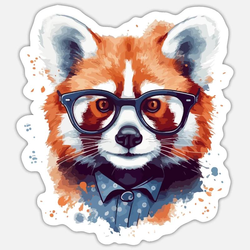 Eli le panda roux - Sticker taille S (10 x 10 cm) - blanc mat