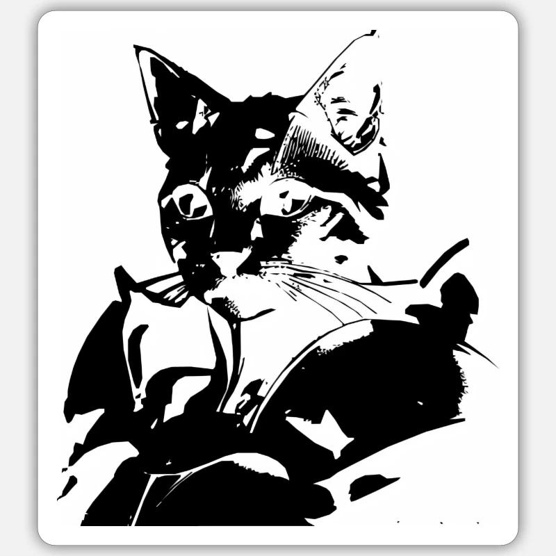 Cat with armor Sticker size S (10 x 10 cm)