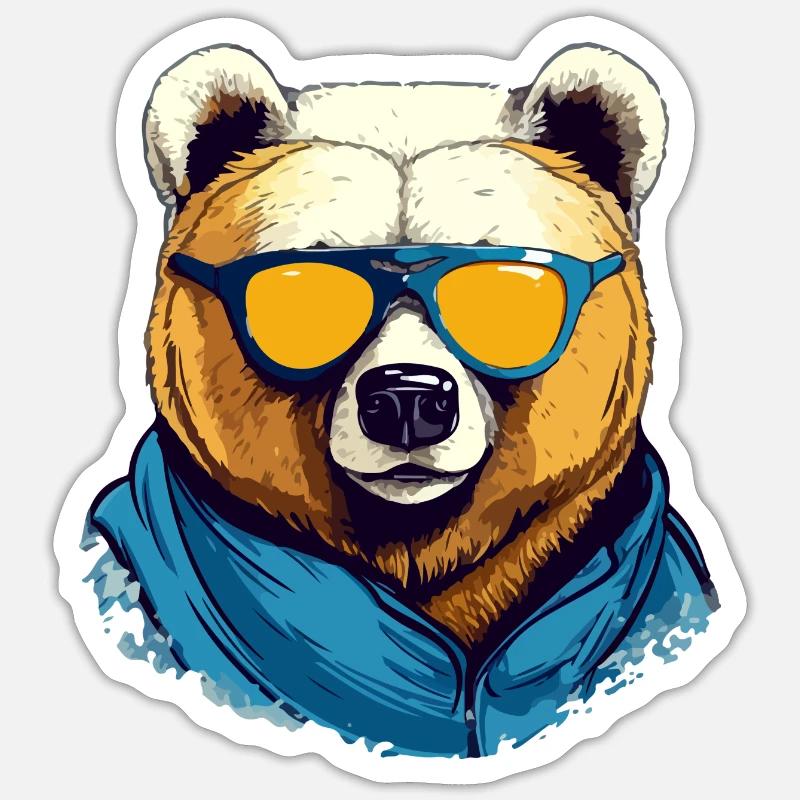 Bärchen der Bär - Sticker Größe S (10 x 10 cm) - Mattweiß