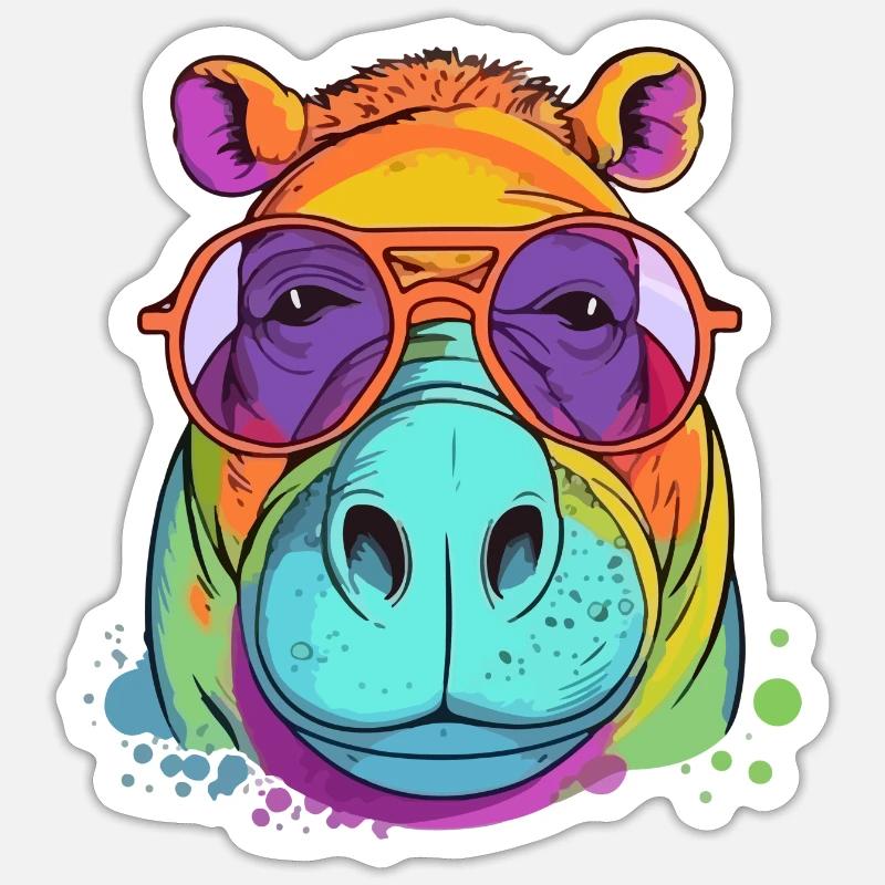 Harry, das Nilpferd Sticker Größe S (10 x 10 cm)
