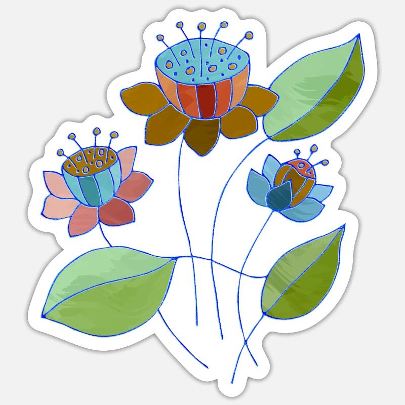 Blumen - Sticker Größe S (10 x 10 cm) - Mattweiß
